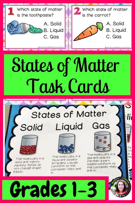 States Of Matter Solids Liquids Gas Task Cards Science Teaching