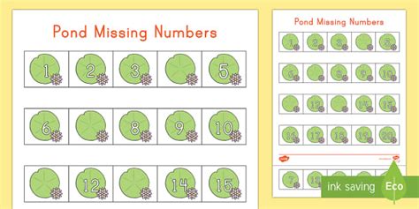 Pond Missing Numbers Worksheet Teacher Made Twinkl