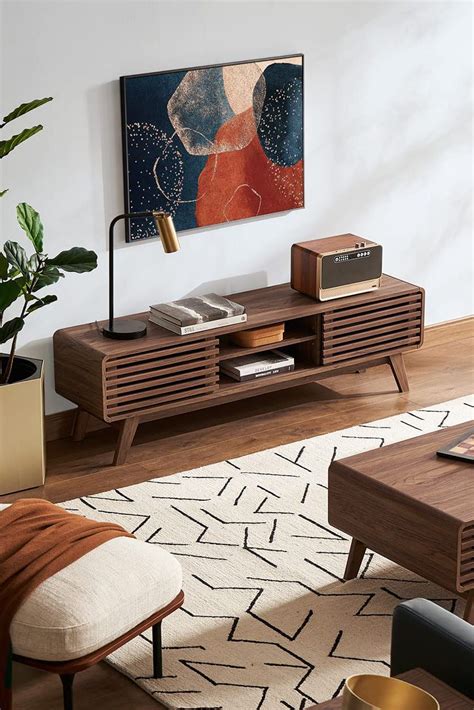 Elegant Mid Century Walnut Media Console