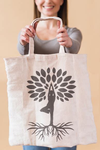 Sacola Ecobag Grande Algod O Cru Estampada Yoga Rvore Elo