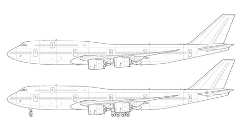 Boeing 747-8i blank illustration templates – Norebbo