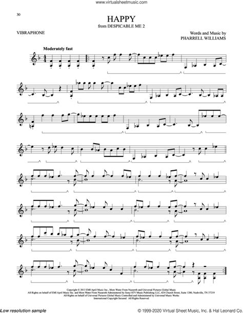 Happy From Despicable Me 2 Sheet Music For Vibraphone Solo