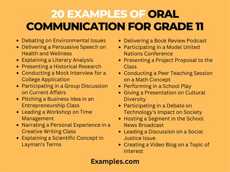 Oral Communication For Grade 11 19 Examples