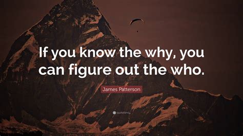 James Patterson Quote “if You Know The Why You Can Figure Out The Who ”