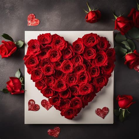 Premium AI Image A Heart Shaped Box Of Roses Is Surrounded By A Heart