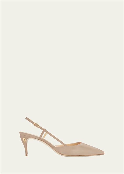 Jennifer Chamandi Mario Leather Slingback Pumps Sand Editorialist