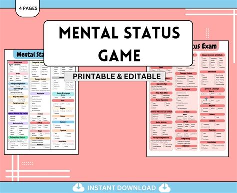 Mental Status Exam Mse Cheat Sheet Fillable Therapy Forms Intake