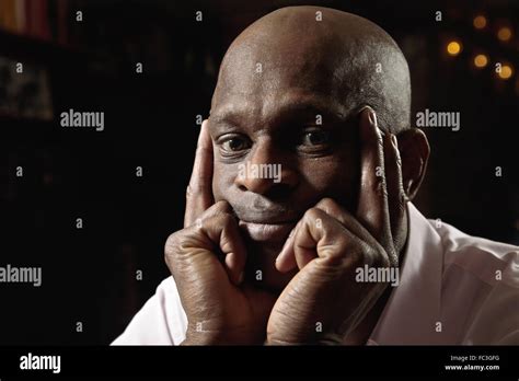 Calm Bald Guy Stock Photo Alamy