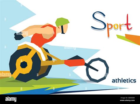 Disabled Race Athlete Wheel Chair Sport Competition Stock Vector Image