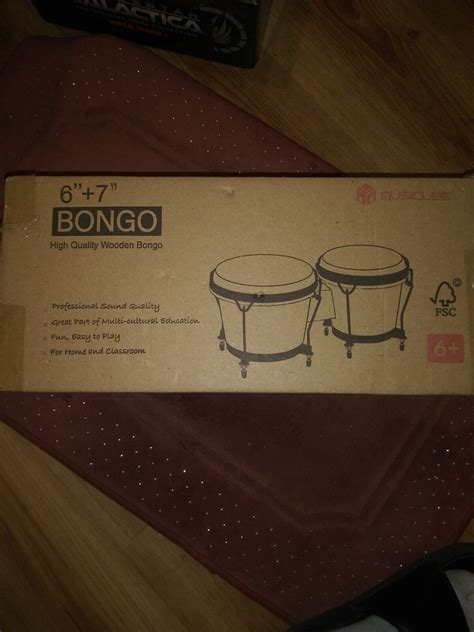 Musicube Bongo Drum Set 6” And 7” Percussion Instrument Wooden And