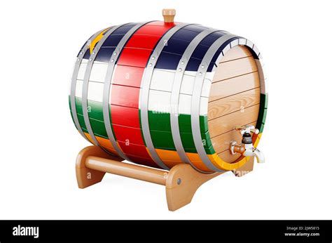 Wooden Barrel With Central African Republic Flag 3d Rendering Isolated