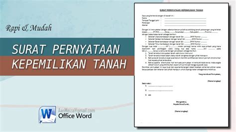 Surat Pernyataan Kepemilikan Tanah Surat Pernyataan Youtube