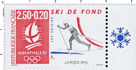 Timbre 1992 ALBERTVILLE 92 JEUX OLYMPIQUES D HIVER SKI DE FO