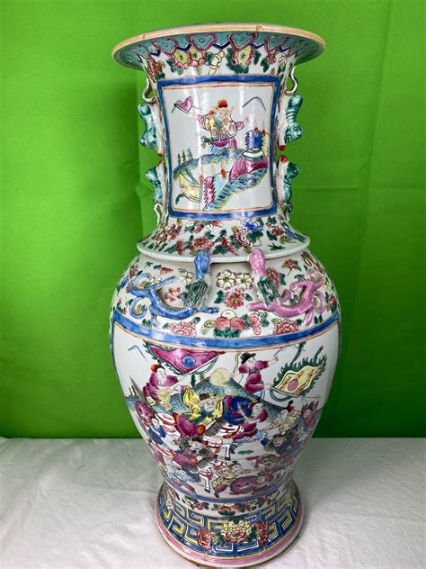 Large Chinese Heron Floral Ceramic Vase Circa, 1950's – Global Galleries
