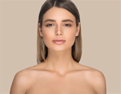 Premium Photo Beautiful Woman Face Portrait Blonde Color Background Brown