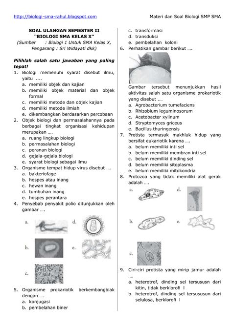 Soal Latihan Biologi Kelas Lengkap