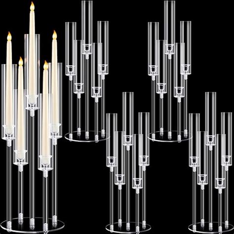 Amazon Barydat 4 Pcs Acrylic Candelabra Centerpieces Clear Candle