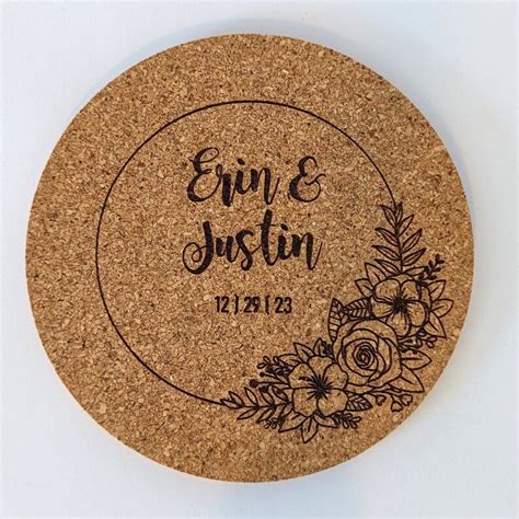 Custom Engraved Cork Coasters Set Of 5 Etsy