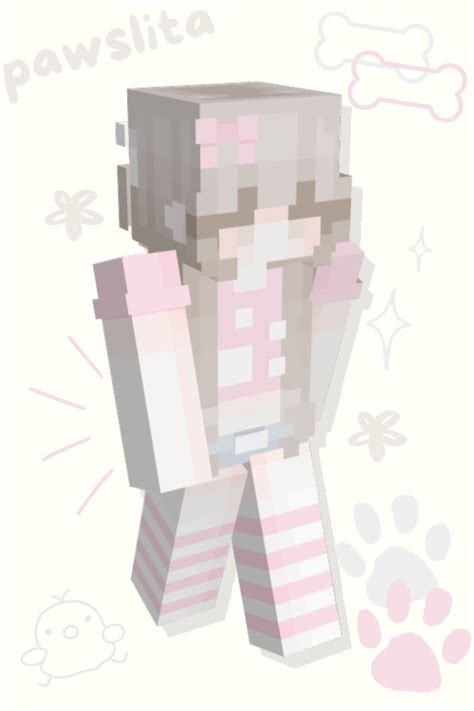 Cute Minecraft Kawaii Girl Inspired Skin Made Originally By Pawslita