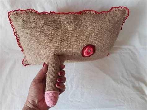 Cute Penis Or Vagina Crochet Pillow Knitted Handmade Sex Adult Etsy