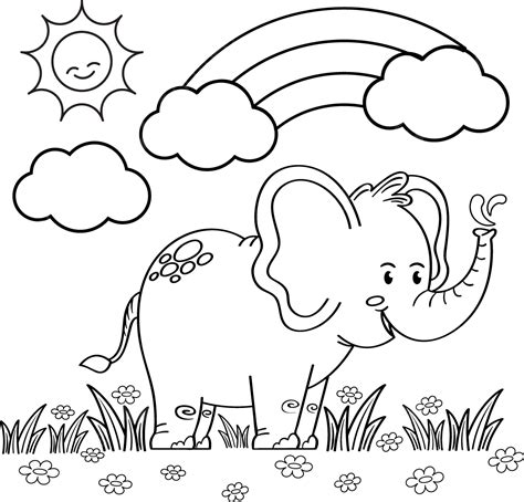 Libro Para Colorear Elefante PNG Libro De Colorear Niño Animal PNG