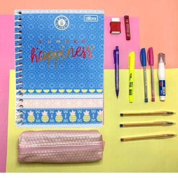 Kit Material Escolar Feminino Essencial Caderno Jolie Folhas