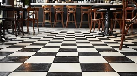 Classic Checkerboard Floor Tiles In Black And White In A Retrothemed