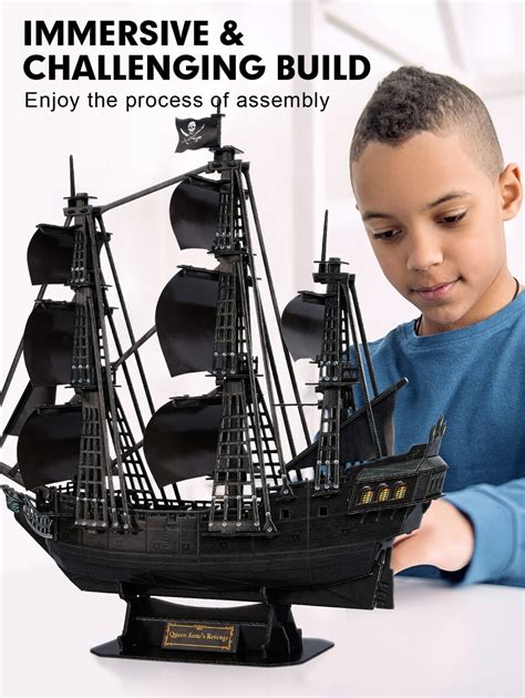 Cubicfun Black Pirate Ship Model Kit Third Generation Upgrade Queen