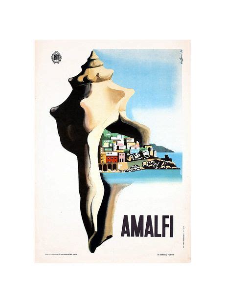 Amalfi Coast Seashell Vintage Poster From 1950 Vintage Italian