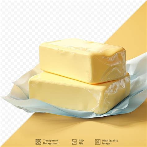 Uma Pilha De Manteiga Sobre Um Pano Branco Fundo Amarelo Psd Premium