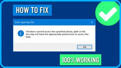 How To Fix Windows Cannot Access Specified Device Path Or File In Windows Pc 2024 Youtube