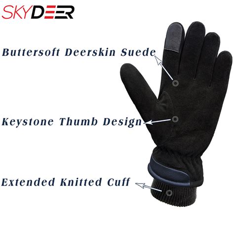 Skydeer Premium Genuine Deerskin Leather Suede Leather Gloves Touch