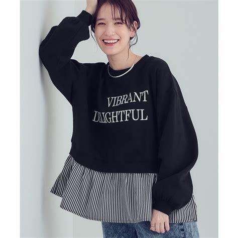 キューティーブロンド Cutie Blonde あったか裾レイヤード風裏起毛スウェット ブラック ファッション通販 MAGASEEK マガシーク