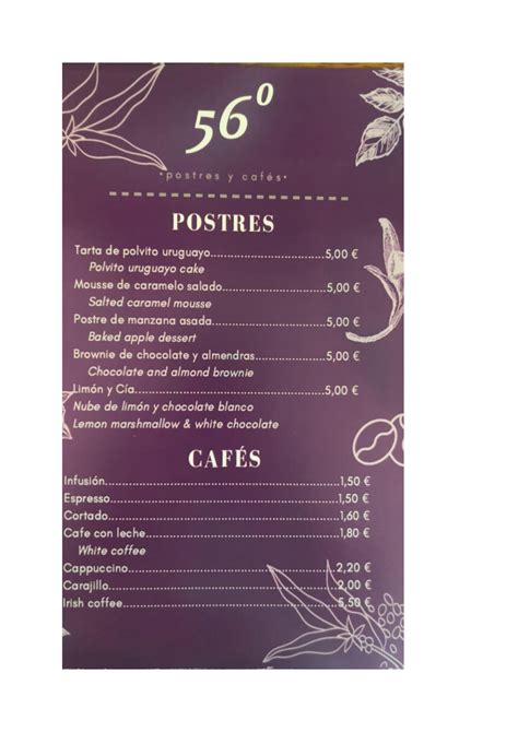 Carte Et Menus 2024 56º à Maspalomas Thefork