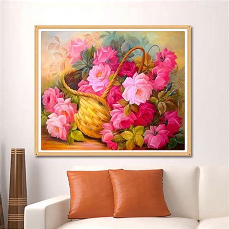 Round Drills Flowers Plant D Diy Diamond Painting Cross Stitch