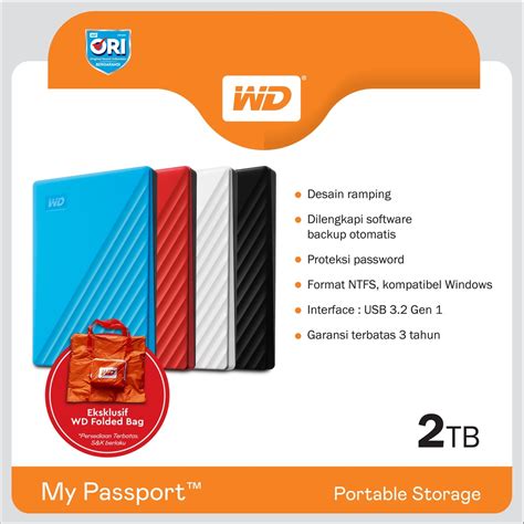 Jual Hardisk Eksternal Wd My Passport 2tb Ultra Slim Shopee Indonesia