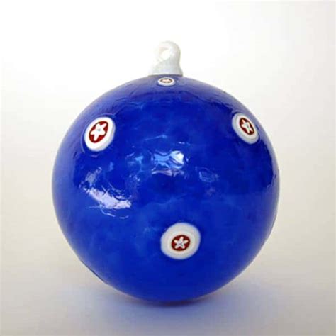 Blue Ornament With Red White Stars Epiphany Studios