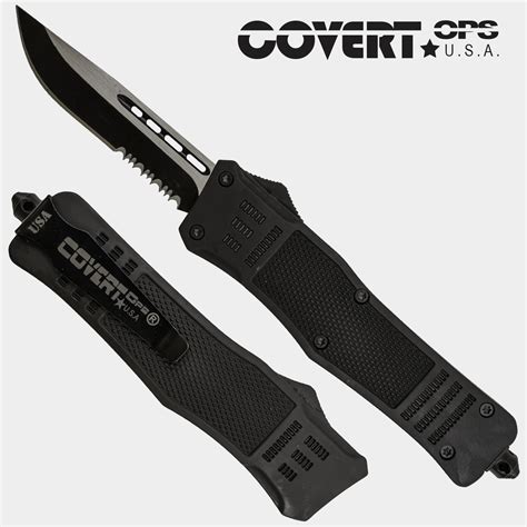 Covert Ops Usa Otf Automatic Knife 9 Inch Overall Black Handle Two Tone