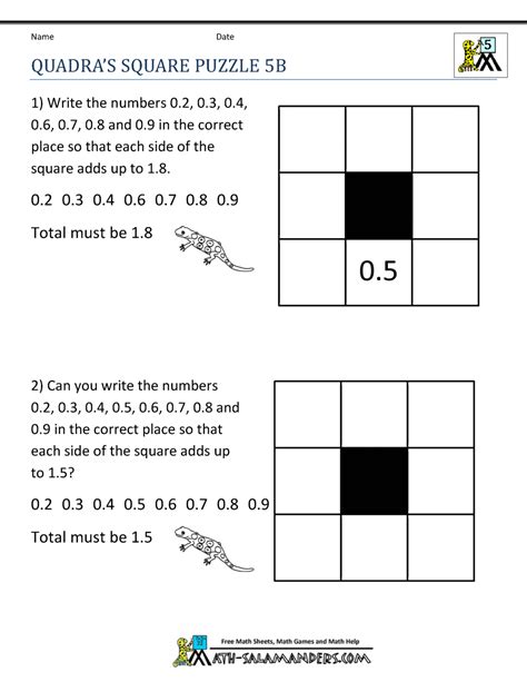 Printable Math Puzzles 5th Grade