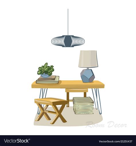 Interior Design Sketch Flat Modern Elements Vector Image