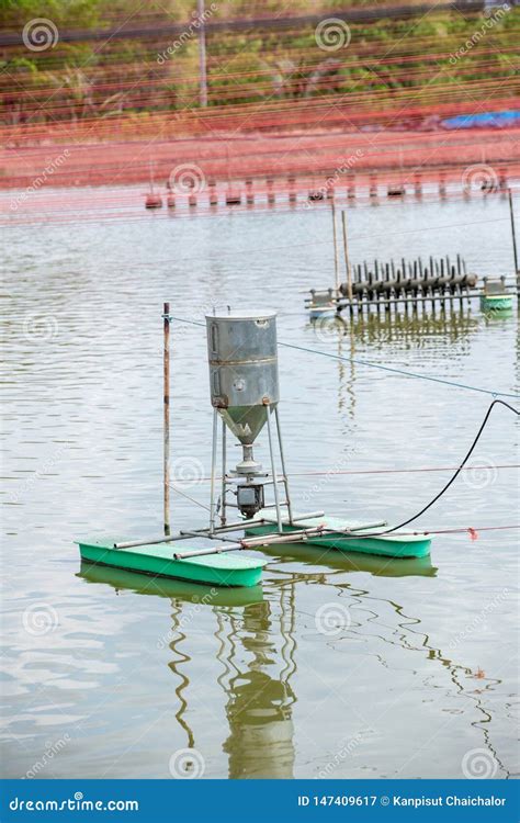 Auto Feeder Machine Floating On The Aquaculture Pond Autometic Feeder