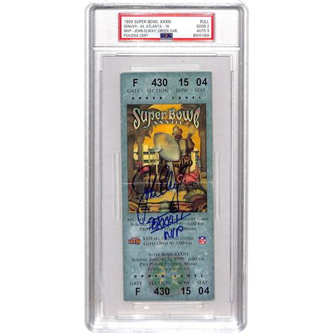 John Elway Signed Denver Broncos Sbxxxiii Ticket Stub Slab Psa