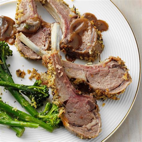 Herb Crusted Rack Of Lamb With Mushroom Sauce Recipe How To Make It