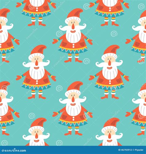 Christmas Seamless Pattern With Santa Claus Stock Vector Illustration