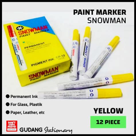 Jual Spidol Permanent Paint Marker Snowman Kuning Isi Pcs Shopee