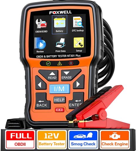 Upgraded Nt301 Foxwell Nt301 Plus Obd2 Scanner Battery Tester 2 In 1 Code Reader Scan Tool 12v