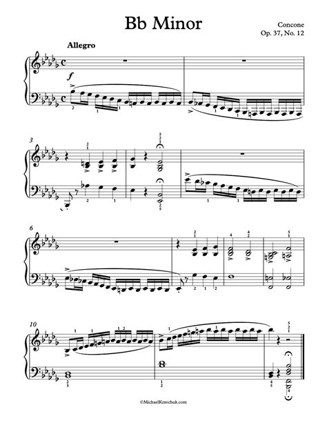 Free Piano Sheet Music 24 Preludes Op 37 No 12 Concone Michael Kravchuk