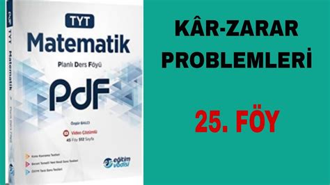 E Itim Vadisi Tyt Matematik Pdf F Y Kar Zarar Problemleri Soru