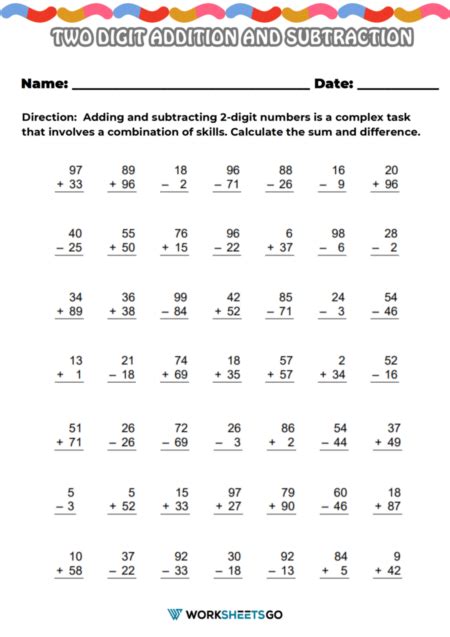 Subtraction Worksheets For 3rd Grade