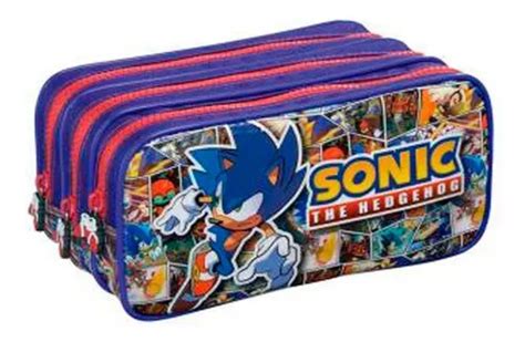 Estuche Triple De Hedgehog Sonic Con Divisiones Foroni Mercadolibre